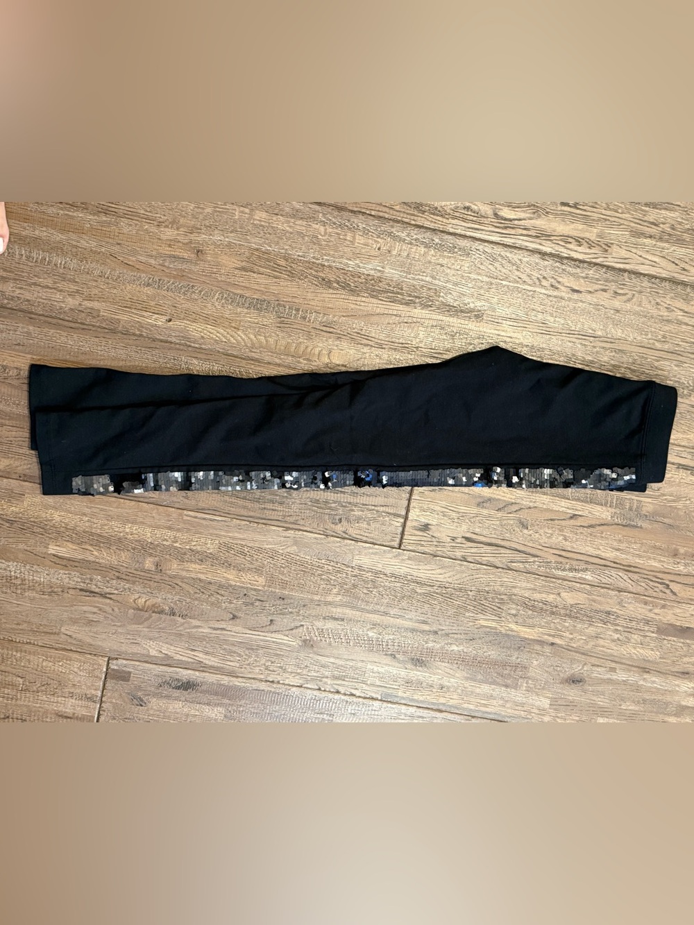 Crewcuts Black Leggings with Sequin Hem